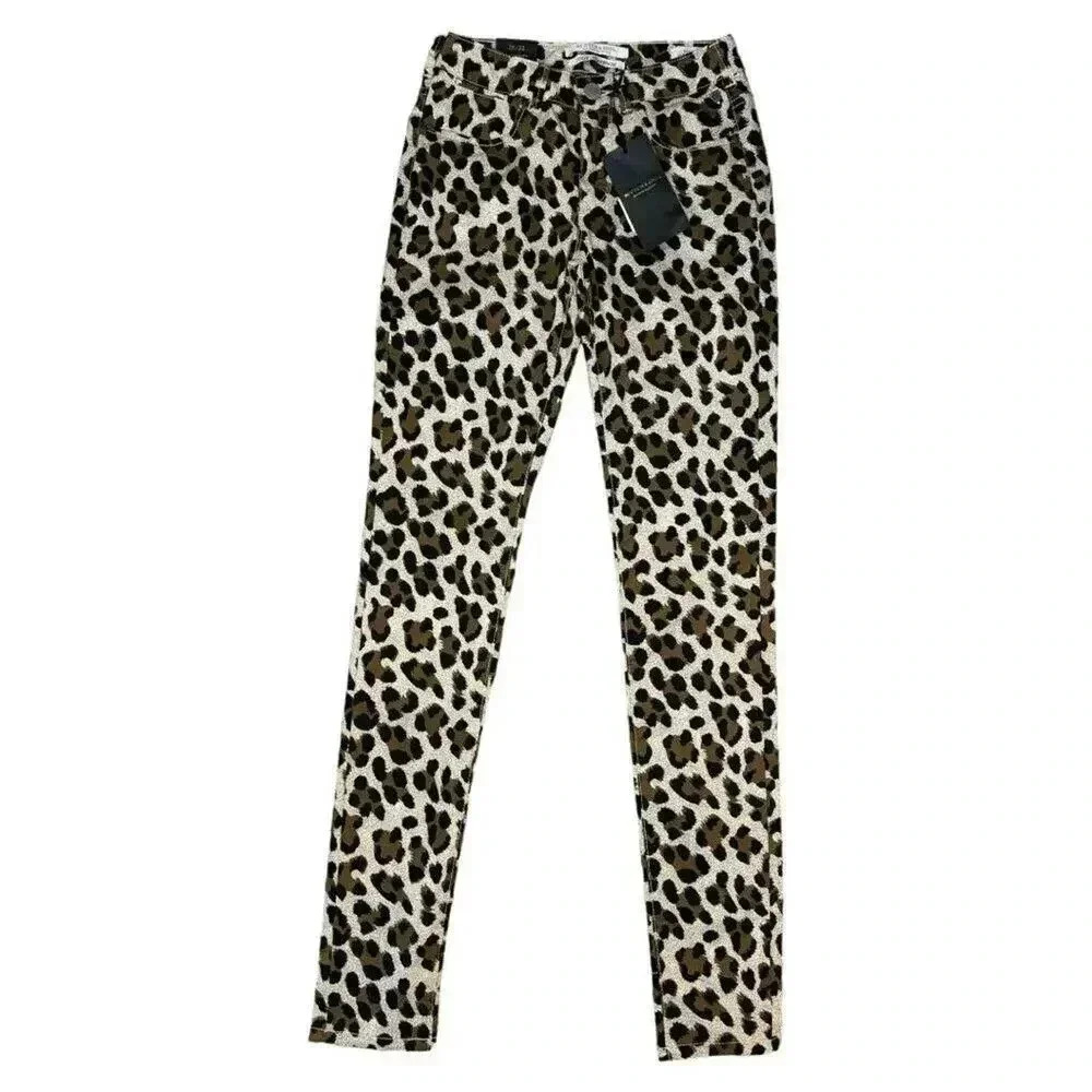 NEW Scotch & Soda Size 2 25/32 La Bohemienne Mid-Rise Skinny Jeans Leopard Print